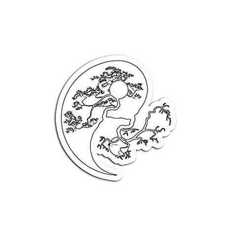 Yin Yang Bonsai Tree Japanese Buddhist Zen - Sticker Graphic - Auto, Wall, Laptop, Cell, Truck Sticker for Windows, Cars, Trucks