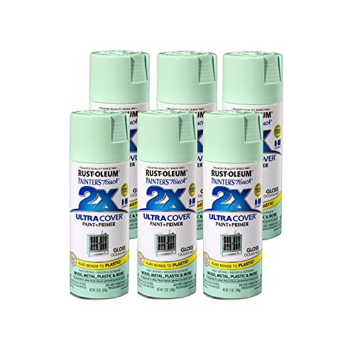 Rust-Oleum 283190-6PK Painter's Touch 2X Ultra Cover Spray Paint, 12 oz, Gloss Ocean Mist, 6 Pack