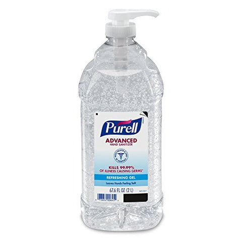 Purell Advanced Hand Sanitizer, Refreshing Gel, 2 Liter Hand Sanitizer Table Top Pump Bottles (Pack of 2) - 9625-02-EC