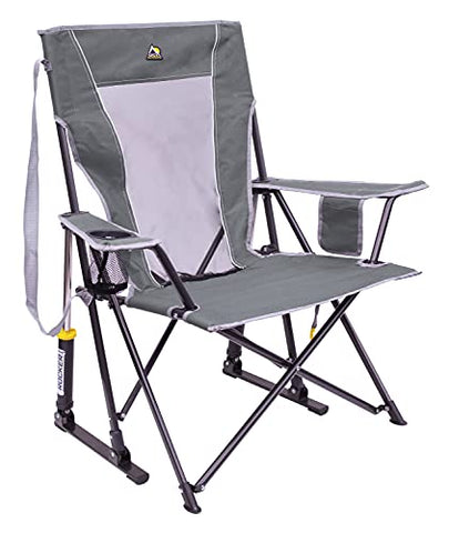 GCI Outdoor Comfort Pro Rocker Collapsible Rocking Chair & Outdoor Camping Chair, Mercury Grey