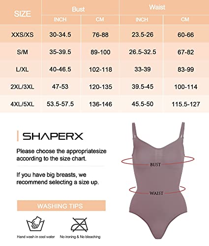 SHAPERX Bodysuit for Women Tummy Control Shapewear Seamless Sculpting Thong Body Shaper Tank Top,SZ5215-Umber-L/XL