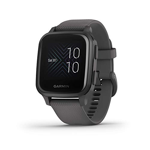 Garmin 010-02427-00 Venu Sq, GPS Smartwatch with Bright Touchscreen Display, Up to 6 Days of Battery Life, Slate Aluminum Bezel with Shadow Gray Case and Silicone Band, Slate Band