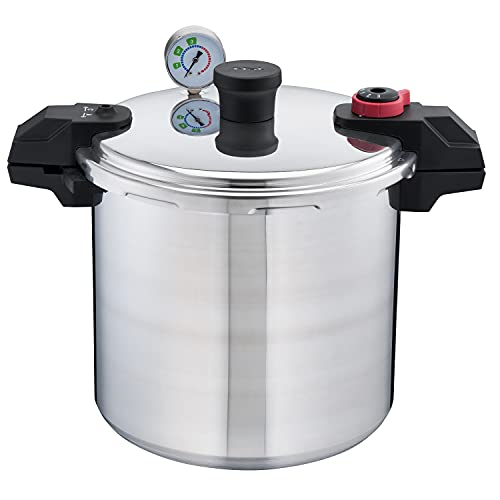 T-fal Pressure Cooker, Pressure Canner with Pressure Control, 3 PSI Settings, 22 Quart, Silver