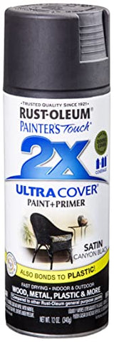 Rust-Oleum 249844 Painter's Touch 2X Ultra Cover Spray Paint, 12 oz, Satin Canyon Black