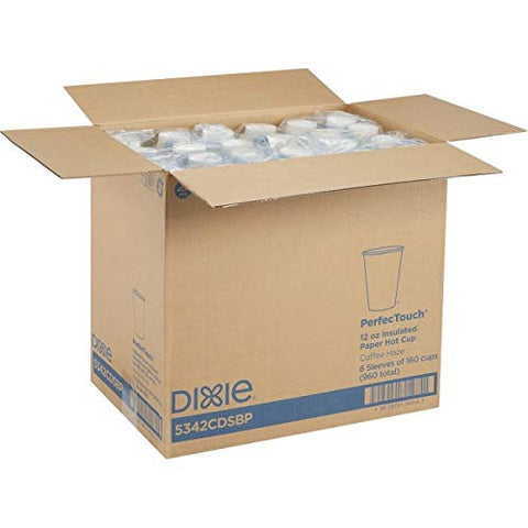 Dixie PerfecTouch 12 oz. Insulated Paper Hot Coffee Cup by GP PRO (Georgia-Pacific), Coffee Haze, 5342CDSBP, 160 Cups Per Case, Coffee Haze Design
