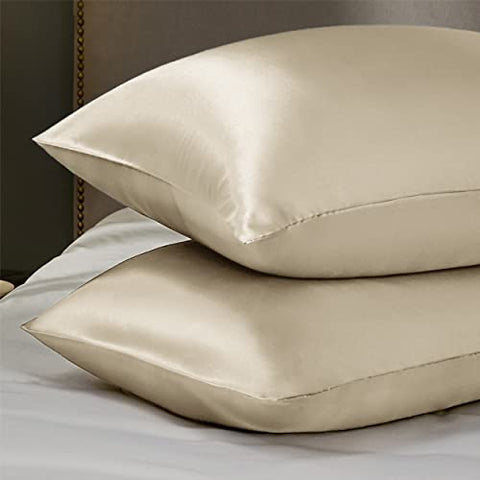 Bedsure Satin Pillowcase Standard Set of 2 - Taupe Silk Pillow Cases for Hair and Skin 20x26 Inches, Satin Pillow Covers 2 Pack with Envelope Closure, Gifts for Women Men