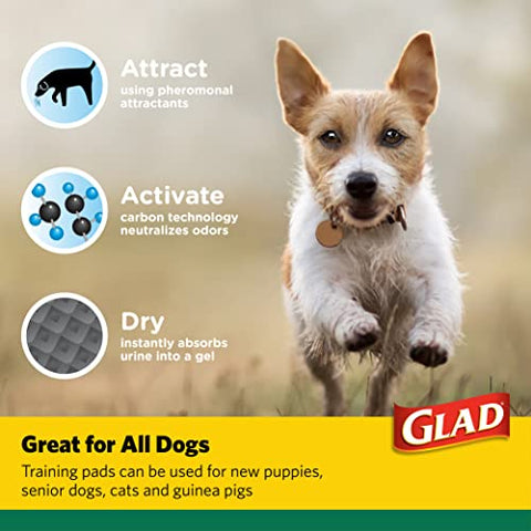 Glad for Pets Activated Carbon Puppy Training Pads | Puppy Pads for Dogs, Super Absorbent and Leak Proof Puppy Pee Pads, Giant Sized Dog Training Pads, 144 Count