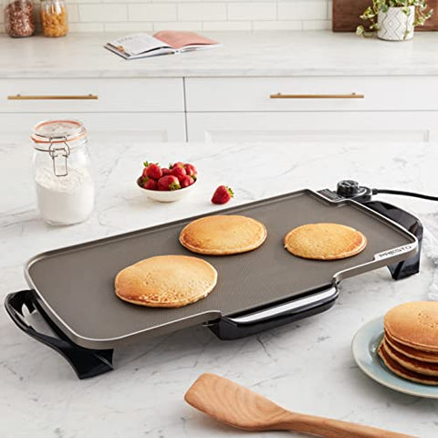 Presto Ceramic 22-inch 07062 Electric Griddle with removable handles, Black, One Size
