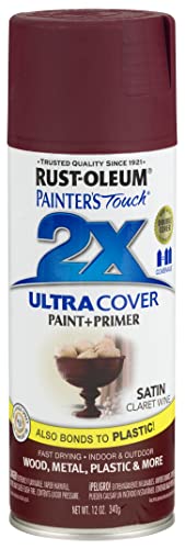Rust-Oleum 249083 Painter's Touch 2X Ultra Cover Spray Paint, 12 oz, Satin Claret Wine