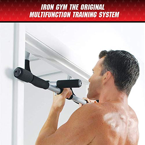 Iron Gym Pull Up Bars - Total Upper Body Workout Bar for Doorway, Adjustable Width Locking, No Screws Portable Door Frame Horizontal Chin-up Bar, Fitness Exercise & Training Equipment for Home