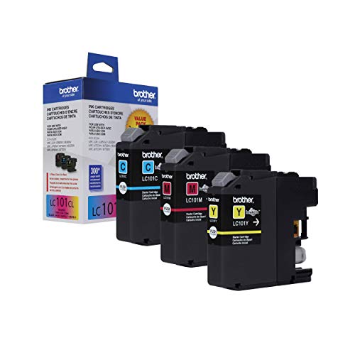 Brother Genuine Standard Yield Color Ink Cartridges, LC1013PKS, Replacement Color Ink Three Pack, Includes 1 Cartridge Each of Cyan, Magenta & Yellow, Page Yield Upto 300 Pages/Cartridge, LC101