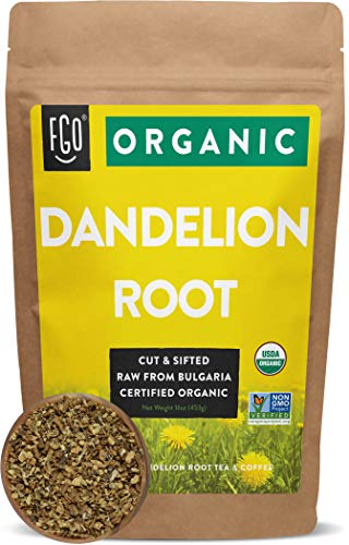 Organic Dandelion Root | Loose Tea (200+ Cups) | 16oz/453g Resealable Kraft Bag | 100% Raw From Bulgaria | by FGO