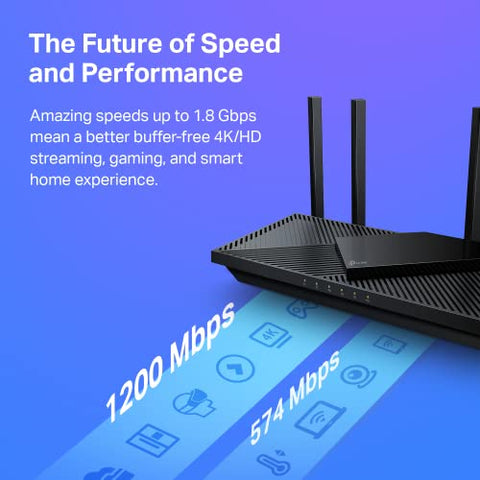 TP-Link AX1800 WiFi 6 Router (Archer AX21) – Dual Band Wireless Internet Router, Gigabit Router, USB port, Works with Alexa - A Certified for Humans Device