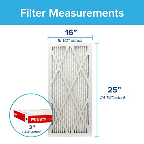 Filtrete 16x25x2 Air Filter MPR 1000 MERV 11, Allergen Defense, 4 Pack (exact dimensions 15.5x24.5x1.75)