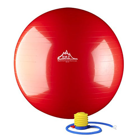 Black Mountain Products Static Strength Exercise Stability Ball with Pump, Red, 55cm/2000 lb
