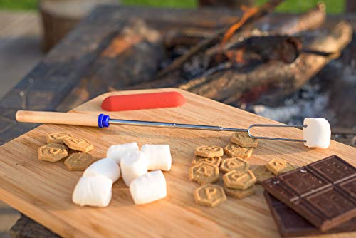 TooglBox - 4 Piece 32 Inch Marshmallow Roasting Stick - Telescoping Stainless Steel Cookware Set-Forks for Smores & Hot Dogs - Bonus 20 Bamboo skewers, Bag (4)