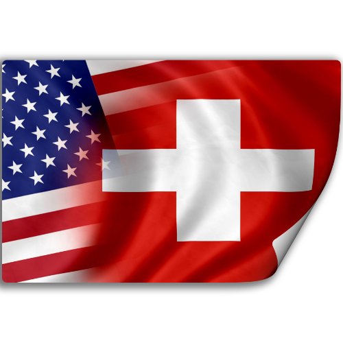 Sticker (Decal) with Flag of Switzerland and USA (Swiss)