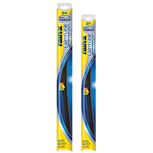 Rain-X 810198 Latitude 2-In-1 Water Repellent Wiper Blades, 24" and 21" Windshield Wipers (Pack Of 2), Automotive Replacement Windshield Wiper Blades With Patented Rain-X Water Repellency Formula