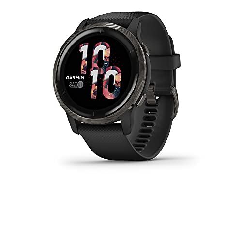 Garmin 010-02430-01 Venu 2, GPS Smartwatch with Advanced Health Monitoring and Fitness Features, Slate Bezel with Black Case and Silicone Band