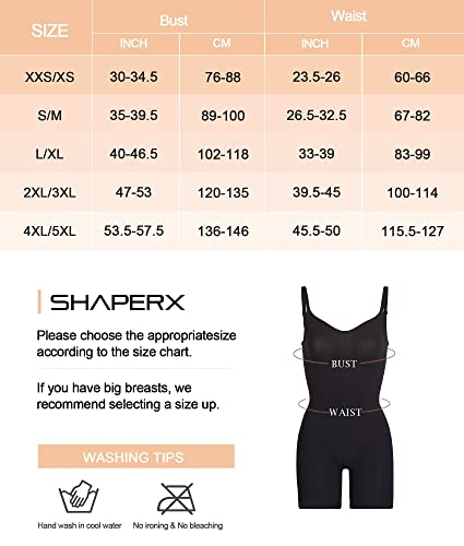 SHAPERX Shapewear for Women Tummy Control Bodysuit Mid Thigh Butt Lifter Body Shaper Shorts,SZ5218-2-Black-L/XL