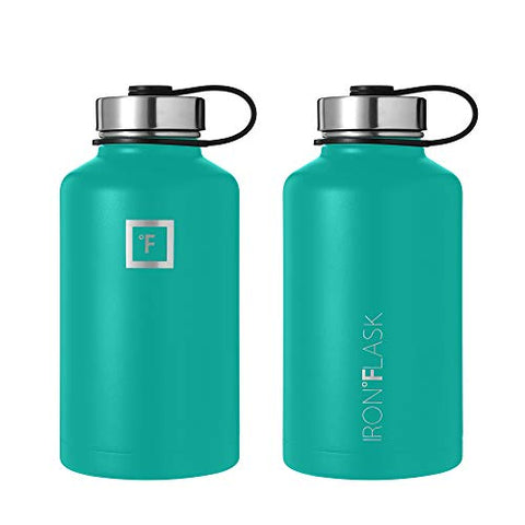 IRON °FLASK Sports Water Bottle - 64oz, 3 Lids (Straw Lid), Leak Proof - Stainless Steel Gym & Sport Bottles for Men, Women & Kids - Double Walled, Insulated Thermos, Metal Canteen