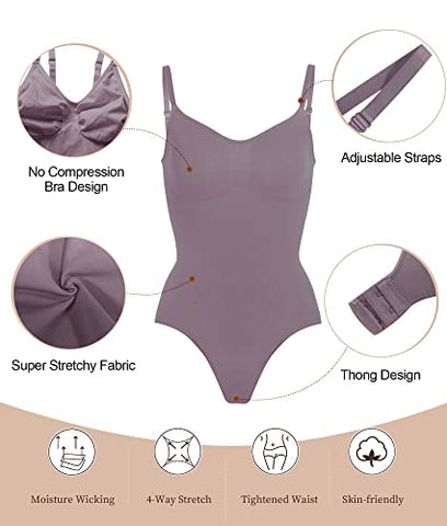 SHAPERX Bodysuit for Women Tummy Control Shapewear Seamless Sculpting Thong Body Shaper Tank Top,SZ5215-Umber-2XL/3XL