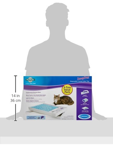 PetSafe ScoopFree Crystal Litter Tray Refills, Premium Blue Crystals, 3-Pack, Disposable Tray, Includes Leak Protection & Low Tracking Litter, Absorbs Odors On Contact