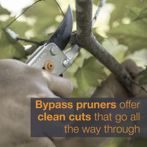Fiskars Gardening Tools: Bypass Pruning Shears, Sharp Precision-ground Steel Blade, 5/8” Plant Clippers (91095935J)