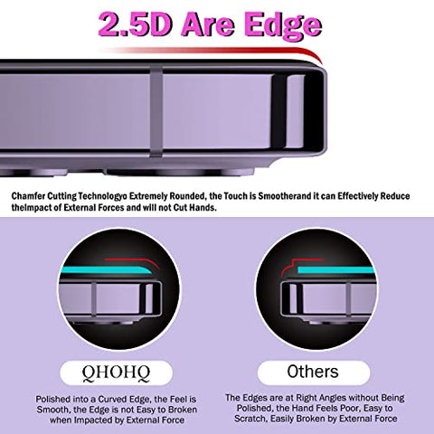 QHOHQ 3 Pack Screen Protector for iPhone 14 Pro Max 6.7 Inch with 3 Pack Tempered Glass Camera Lens Protector, Ultra HD, 9H Hardness, Scratch Resistant, Case Friendly [Included Easy to Install Frame]