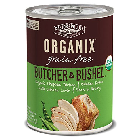 Castor & Pollux Organix Grain Free Butcher & Bushel Organic Chopped Turkey & Chicken Dinner Adult Canned Dog Food, (12) 12..7oz cans