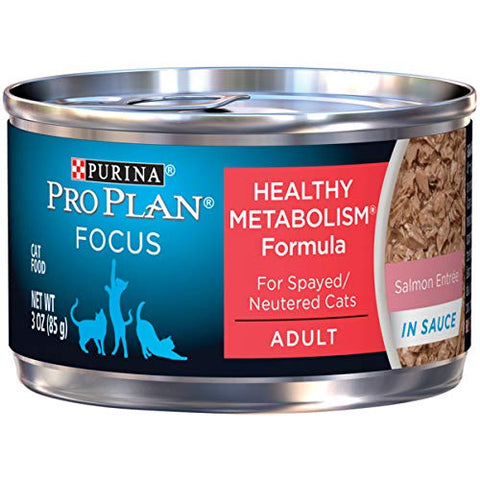 Purina Pro Plan FOCUS Healthy Metabolism Formula Salmon Entree in Sauce Adult Wet Cat Food - (24) 3 oz. Pull-Top Cans