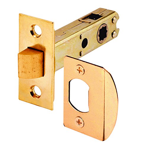 Prime-Line E 2281 Passage Door Latch, 9/32 inch and 1/4 inch Square Drive, Steel, Brass Finish