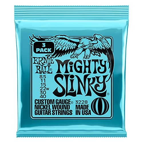 Ernie Ball Mighty Slinky Nickelwound Electric Guitar Strings 3-Pack 8.5-40 Gauge
