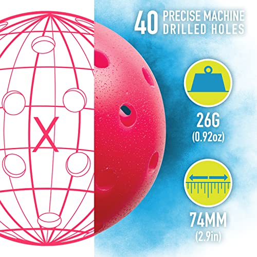 Franklin Sports X-40 Pickleballs - Outdoor - 100 Pack Bulk - USA PICKLEBALL APPROVED - Pink - Official Ball of US Open Pickleball Championships