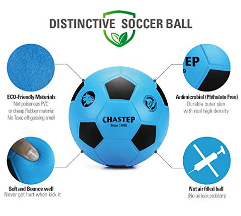 Chastep 8" Integral Skin Foam Soccer Ball Perfect for Kids or Beginner Play and Excercise Durable for Outdoor Play, Blue/Black
