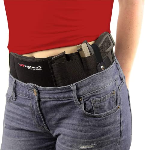 ComfortTac Gun Holsters for Every Day Carry - Ultimate Belly Band Pistol Holster for Men & Women, Belt Compatible with Smith and Wesson, Shield, Glock - Firearm Accessories, Black