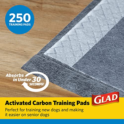 Glad for Pets Black Charcoal Puppy Pads | Puppy Potty Training Pads That ABSORB & NEUTRALIZE Urine Instantly | High Quality Puppy Pee Pads Value Pack, 250 count (23" x 23")