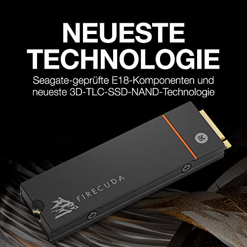 Seagate FireCuda 530 1TB Internal Solid State Drive - M.2 PCIe Gen4 ×4 NVMe 1.4, PS5 Internal SSD, speeds up to 7300MB/s, 3D TLC NAND, 1275 TBW, 1.8M MTBF, Heatsink, Rescue Services (ZP1000GM3A023)