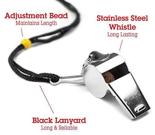 Crown Sporting Goods SCOA-001 Stainless Steel Whistle with Lanyard – Great for Coaches, Referees, and Officials by