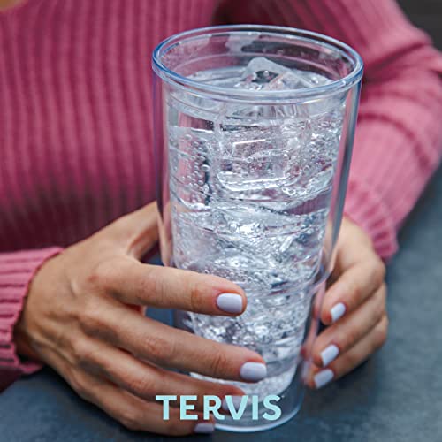Tervis Made in USA Double Walled Clear & Colorful Tabletop Insulated Tumbler Cup Keeps Drinks Cold & Hot, 24oz - 2pk, Clear