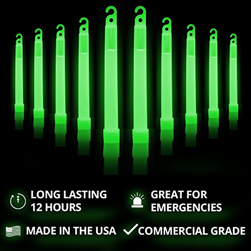Cyalume Glow Sticks Military Grade Lightstick - Premium Green 6” SnapLight Emergency Chemical Light Stick with 12 Hour Duration (Bulk Pack of 10 Chem Lights)