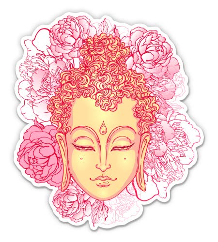 Buddha Pretty Peanies Peace Zen Om - 3" Vinyl Sticker - for Car Laptop Water Bottle Phone - Waterproof Decal
