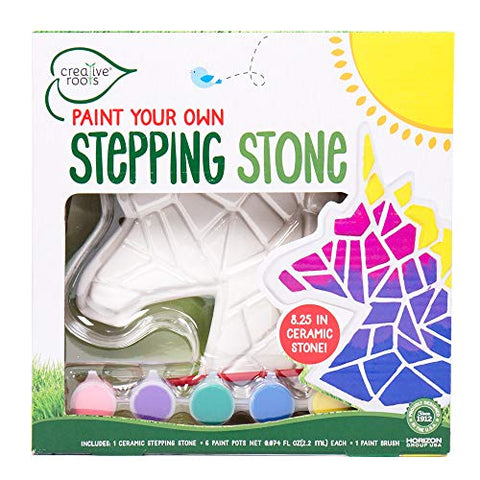 Creative Roots Mosaic Unicorn Stepping Stone, Includes 7-Inch Ceramic Stepping Stone & 6 Vibrant Paints, Mosaic Stepping Stone Kit, Paint Your Own Stepping Stone, DIY Stepping Stone Kit Ages 8+