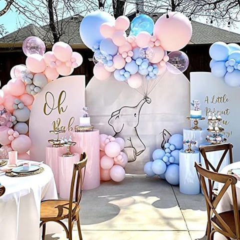 RUBFAC 129pcs Pastel Pink Balloons Different Sizes 18 12 10 5 Inches for Garland Arch, Light Pink Balloons for Birthday Baby Shower Gender Reveal Wedding Party Decoration