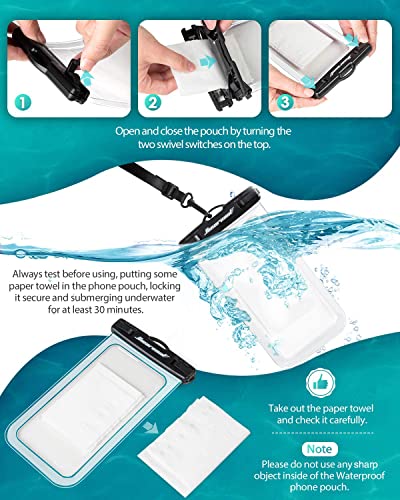 Hiearcool Waterproof Phone Pouch, Waterproof Phone Case,Water Proof Phone Pouch Compatible for iPhone 14 13 12 Pro Max Plus Cellphone Up to 8.3" Large Waterproof Phone Pouch Clear-4Pack