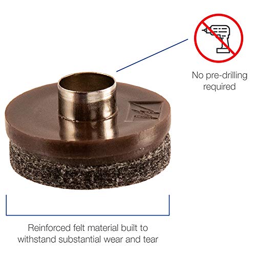 Nail-On Heavy Duty Felt Pads for Wood Furniture and Hard Floor Surfaces – Protect your Hard Floor Surfaces from Scratches, 1” Round Furniture Protectors, Walnut Brown (48 Pieces)