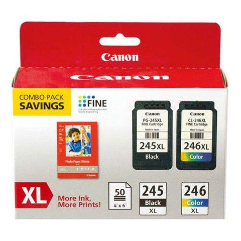Canon 8278B005 Inks & Paper Pack, PG245, CL-246 XL, 50 Sheets, 4 x 6