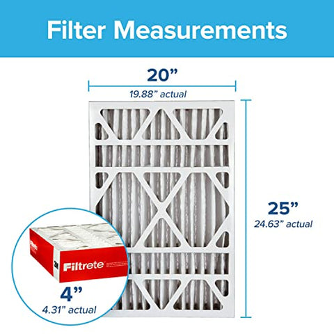 Filtrete 20x25x4 Air Filter MPR 1000 DP MERV 11, Allergen Defense, 4-Pack, Fits Lennox & Honeywell Devices (exact dimensions 19.88x24.63x4.31)