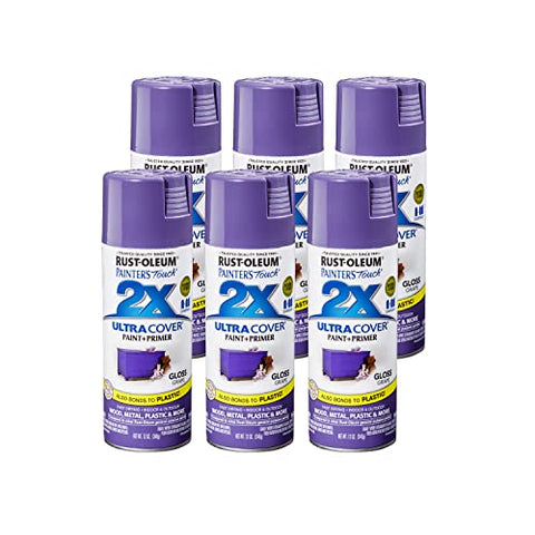 Rust-Oleum 249113-6PK Painter's Touch 2X Ultra Cover Spray Paint, 12 oz, Gloss Grape, 6 Pack