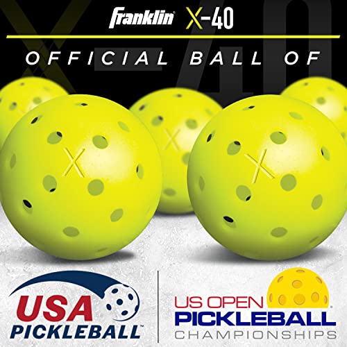 Franklin Sports Outdoor - X-40 Pickleball Balls - USA Pickleball (USAPA) Approved - 100 Bulk Pack Outside Pickleballs - Yellow - US Open Ball